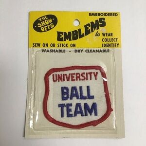 1970's Embroidered Patch UNIVERSITY BALL TEAM The Show Offs Sewing NEW Vintage